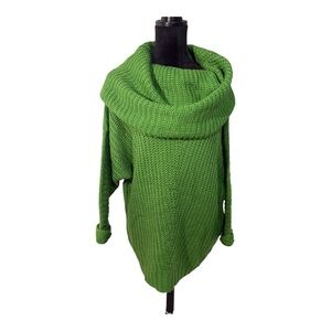 UMGEE Green Cowl Neck Knitted‎ Oversized Sweater Tunic Women's SM